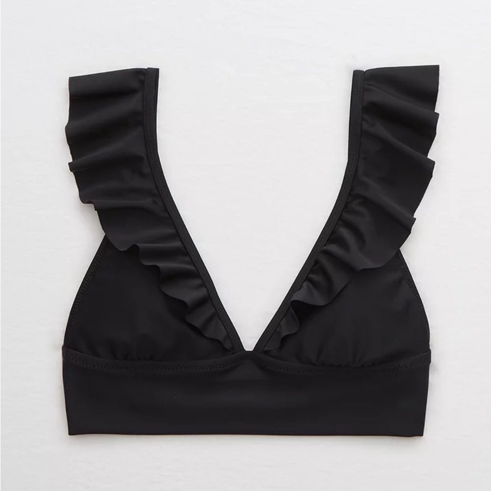 Aerie Triangle Ruffle Pull on Bikini Top Size Small